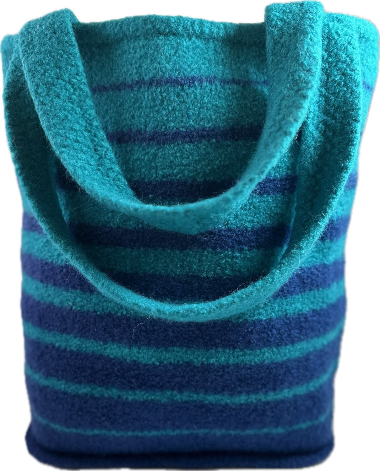 Navy blue and teal felted tote